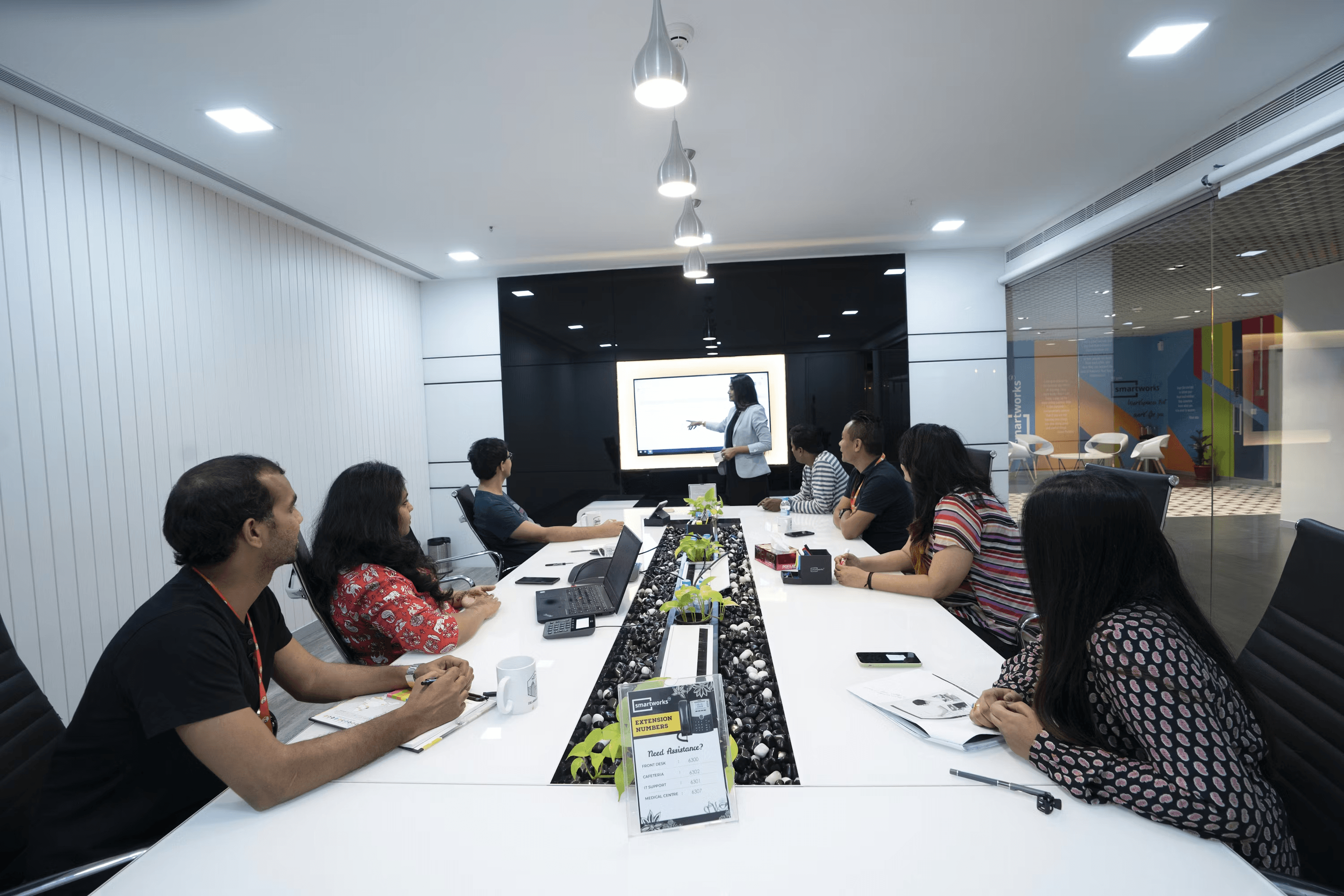 Team collaborating in a meeting room